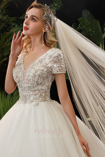 Robe de mariée Salle A-ligne Manche de T-shirt gossamer Fourreau Avec Bijoux - Page 3