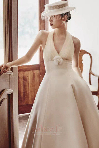 Robe de mariée A-ligne Salle des fêtes Naturel taille Satin Printemps - Page 4