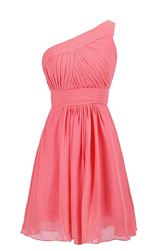 Robe de demoiselle d'honneur Pas cher Pourpre Une épaule Sans Manches - Page 5