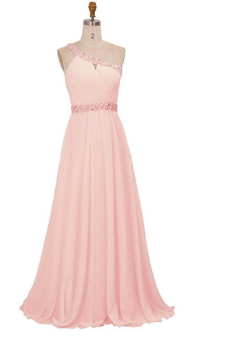 Robe de demoiselle d'honneur Luxueux Une épaule A-ligne Naturel taille - Page 5