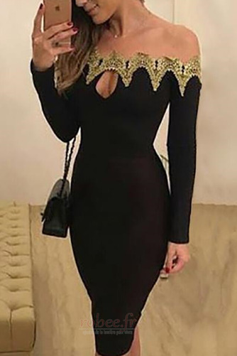 Robe de cocktail Chic Manche Longue Rosée épaule Courte Naturel taille - Page 2