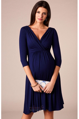 Robe de soirée Simple Col en V Foncé Taille haute Empire Manche de T-shirt - Page 1