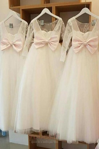 Robe de fille de fleur Dentelle Manche Longue Col en V Longueur de plancher - Page 2