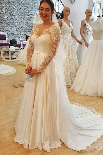 Robe de mariée Dentelle Elégant Traîne Courte Manche Aérienne - Page 1