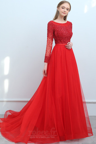 Robe de soirée Laçage Manche Longue aligne Longueur au sol Naturel taille - Page 3