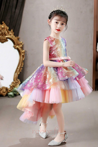 Robe de fille de fleur Paillettes Asymétrique Col de chemise t - Page 4