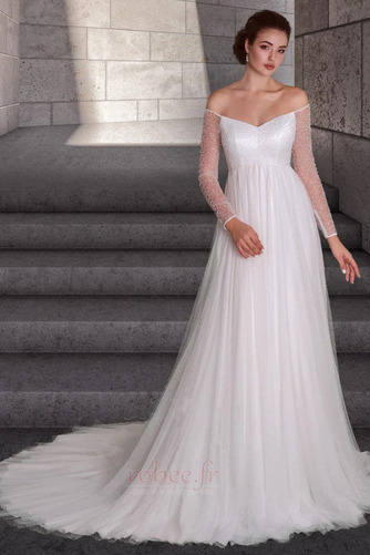 Robe de mariée Manche Longue Drapé Tulle Empire Longue Manche Aérienne - Page 1