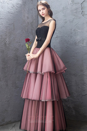 Robe de bal Petit collier circulaire Sans Manches Tulle Longueur Cheville - Page 4