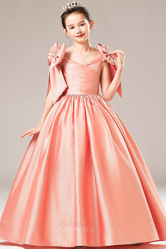 Robe de fille de fleur A-ligne Orné de Nœud à Boucle Satin Drapé - Page 1