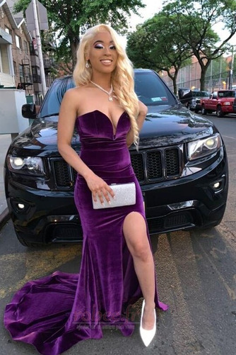 Robe de soirée Norme Velours Naturel taille Sexy Sans Manches - Page 1