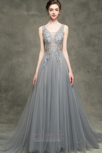 Robe de soirée A-ligne Fête Fourreau Avec Bijoux Perle Train de balayage - Page 1