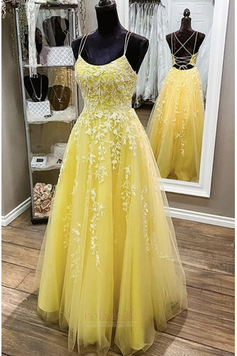 Robe de bal Tulle Bretelles Spaghetti Naturel taille Drapé Sans Manches - Page 1