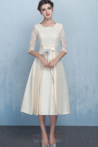 Robe de demoiselle d'honneur noble Longueur Mollet Satin Manche Courte - Page 3