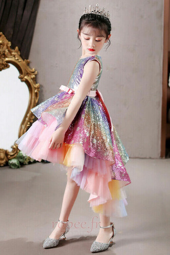 Robe de fille de fleur Paillettes Asymétrique Col de chemise t - Page 5