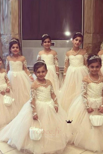 Robe de fille de fleur Manche Longue Longueur de plancher Décalcomanie - Page 1