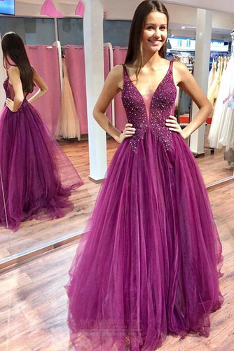Robe de bal aligne Tulle Fourreau Avec Bijoux Col en V Multi Couche - Page 1