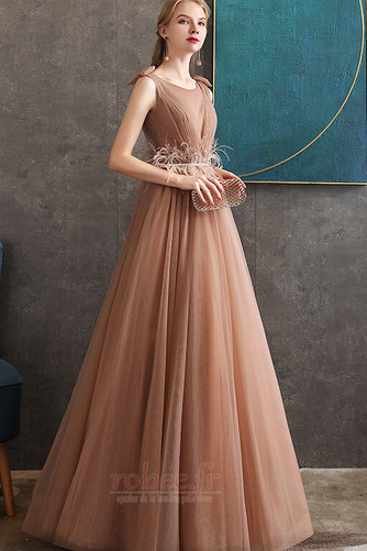 Robe de soirée Tulle A-ligne Laçage Perle Fête Naturel taille - Page 3