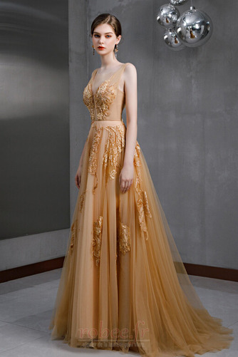Robe de soirée Chic Col en V Décalcomanie Col en V Foncé Longue - Page 3