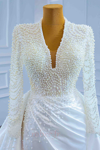 Robe de mariée Drapé Romantique Col en V Manche Aérienne Naturel taille - Page 4