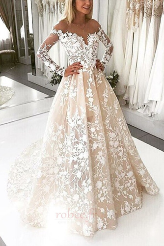 Robe de mariée Manche Longue De plein air Automne Dos nu gossamer - Page 1