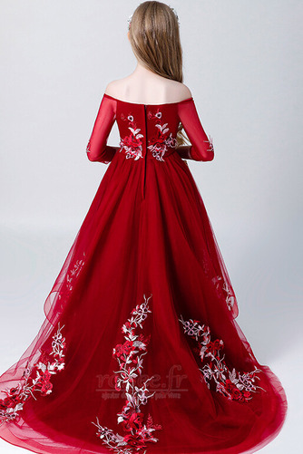 Robe de fille de fleur A-ligne Longue net Manche Aérienne Naturel taille - Page 2