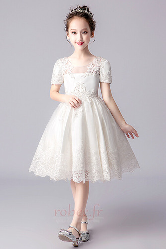 Robe de fille de fleur Naturel taille Dentelle a ligne Col de chemise t - Page 4