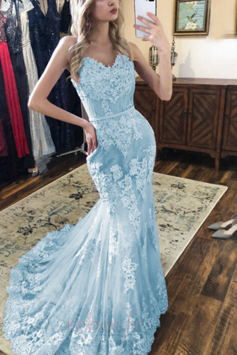 Robe de soirée Sans Manches Larges Bretelles Couvert de Dentelle - Page 5