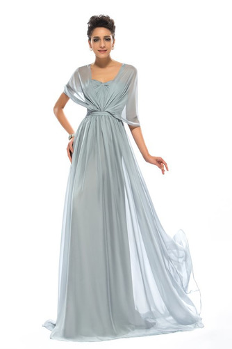 Robe de soirée Plissé Train de petit Milieu Naturel taille Dolman Sleeves - Page 1