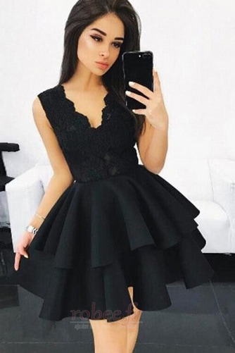 Robe de cocktail Courte Ballon Col en V Foncé A-ligne Naturel taille - Page 4