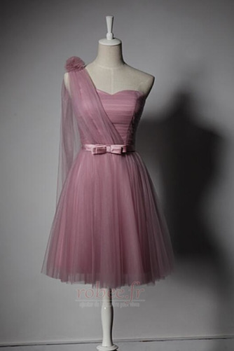 Robe de demoiselle d'honneur Laçage Mariage Col Asymétrique Glamour - Page 3