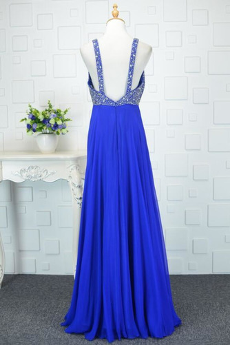Robe de bal Bleu taille haut Printemps Mousseline Elégant Sans Manches - Page 2