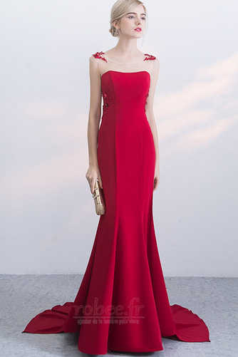 Robe de soirée Elégant Manquant Traîne Courte Col Bateau Satin - Page 3