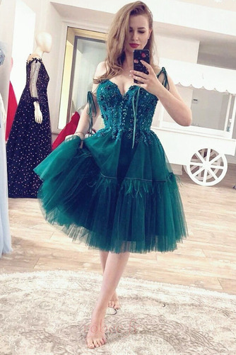 Robe de bal Epurée Bretelles Spaghetti Naturel taille Longueur de genou - Page 1