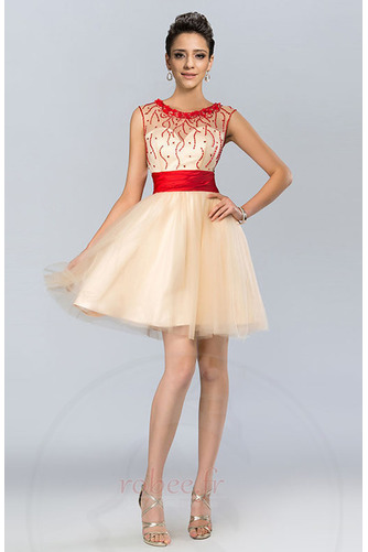 Robe de bal Courte Satin Glamour Naturel taille Fête Nœud à Boucles - Page 1