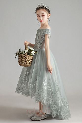 Robe de fille de fleur Tulle Drapé Manche de T-shirt Froid Naturel taille - Page 5