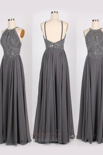 Robe de soirée Chiffon Chic Cristal Hiver Sans Manches Petit collier circulaire - Page 2