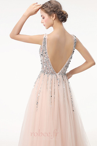 Robe de bal Tulle Perle Traîne Courte Dos nu Printemps Naturel taille - Page 5
