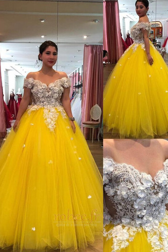 Robe de bal Rosée épaule Orné de Rosette net Manche de T-shirt - Page 1