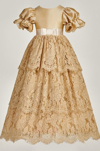 Robe de fille de fleur Orné de Nœud à Boucle Chapeau Longue Cérémonie - Page 1