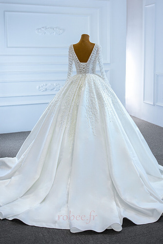 Robe de mariage Col en V A-ligne Froid Manche Longue Perle Norme - Page 5