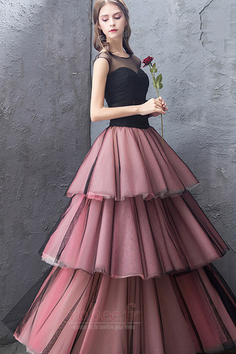 Robe de bal Petit collier circulaire Sans Manches Tulle Longueur Cheville - Page 1