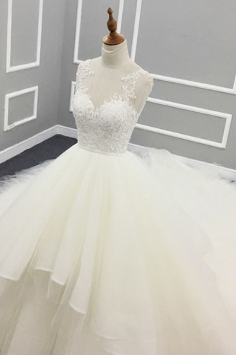 Robe de mariage Eglise gossamer Naturel taille Gaze Hiver Traîne Longue - Page 2