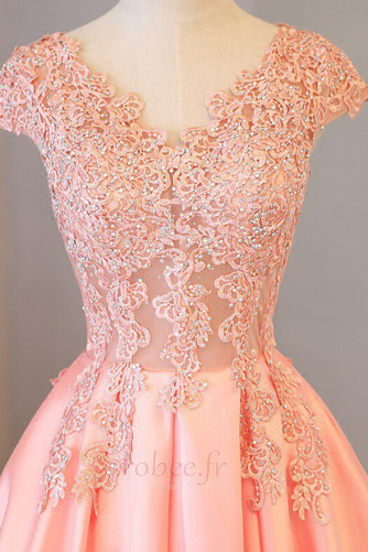 Robe de bal Laçage Satin Hiver A-ligne Manche Courte Formelle - Page 4