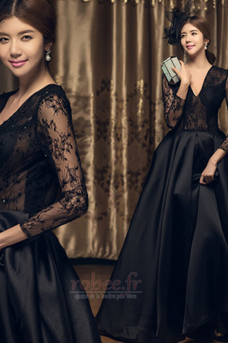 Robe de bal Longue aligne Médium Col en V Soie Fermeture à glissière - Page 1