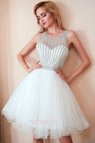 Robe de cocktail Tulle Naturel taille Sans Manches Haut Bas A-ligne - Page 4