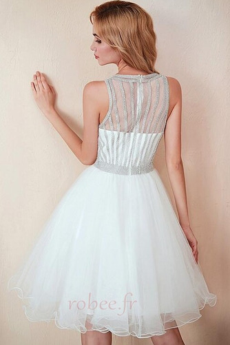 Robe de cocktail Tulle Naturel taille Sans Manches Haut Bas A-ligne - Page 5