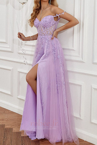 Robe de bal Fermeture à glissière Sans Manches À la masse Dentelle - Page 3