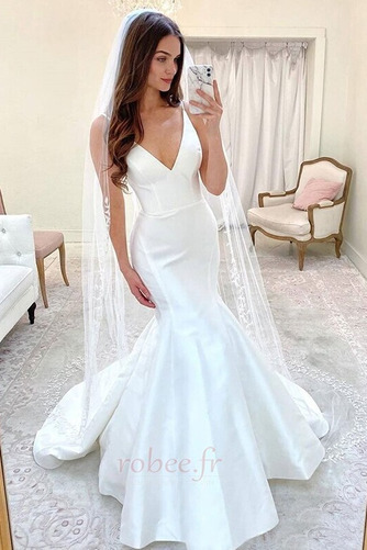 Robe de mariée Simple Sans Manches Salle des fêtes Soie Sirène - Page 1