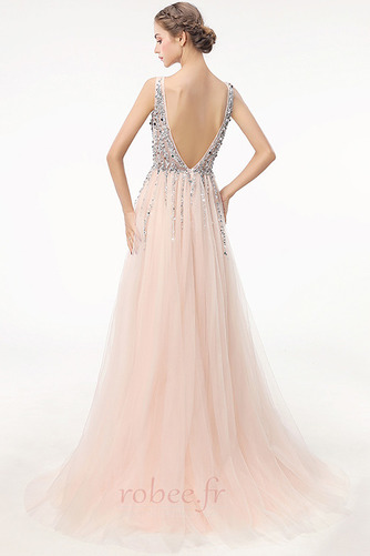 Robe de bal Tulle Perle Traîne Courte Dos nu Printemps Naturel taille - Page 2