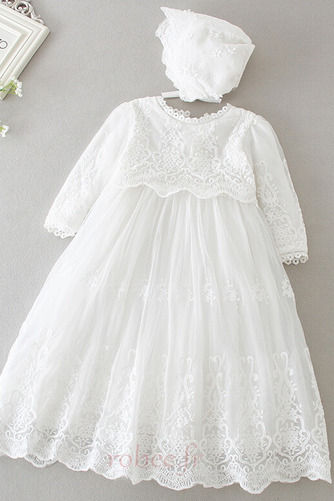 Robe de fille de fleur Dentelle Chapeau Médium Col de chemise t - Page 1